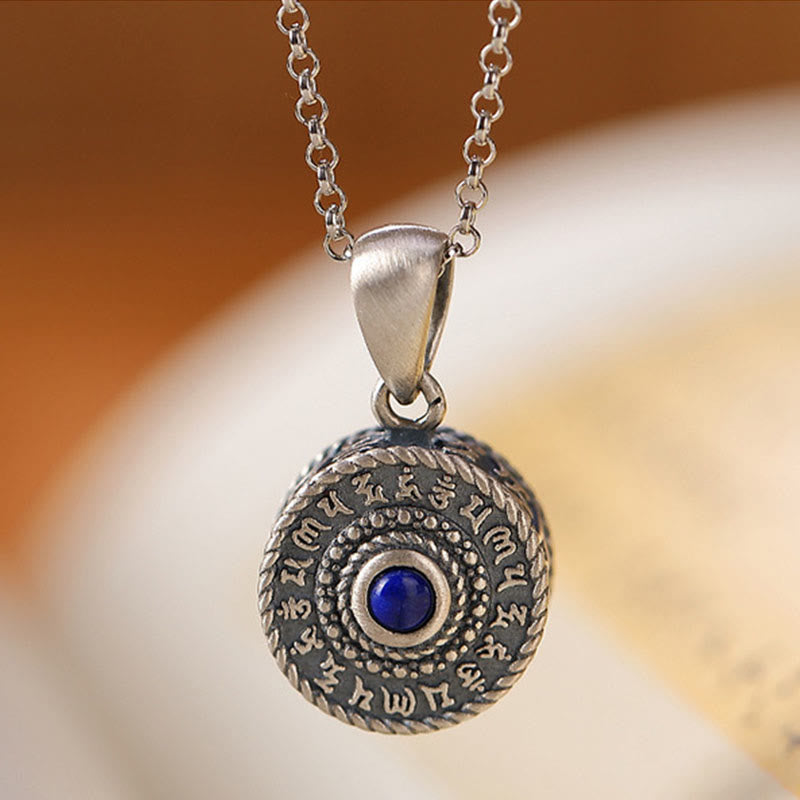 Kette Lapislazuli Edelstein Sterlingsilber Mandala Anhänger