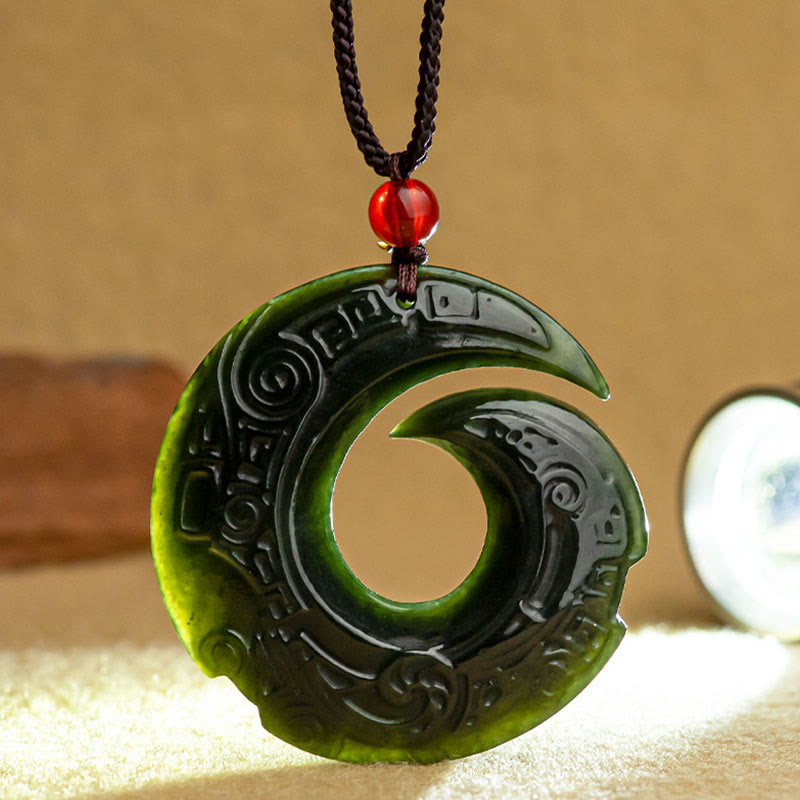 Kette Hetian Cyan Jade Drache Spirale Natur Glück