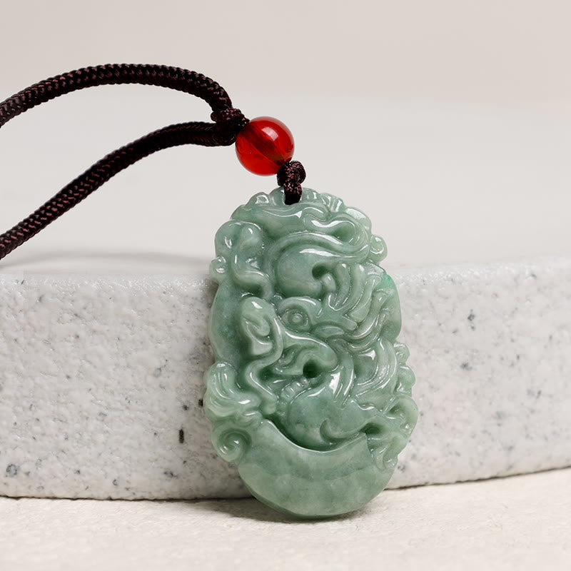 Kette Jade Chinesischer Tierkreis – Wohlstand & Fokus – Bild 2 – Jade Kette Chinesischer Tierkreis Anhänger grüner Naturstein Wohlstand Fokus