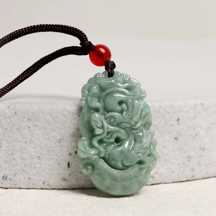 Kette Jade Chinesischer Tierkreis – Wohlstand & Fokus – Bild 2 – Jade Kette Chinesischer Tierkreis Anhänger grüner Naturstein Wohlstand Fokus
