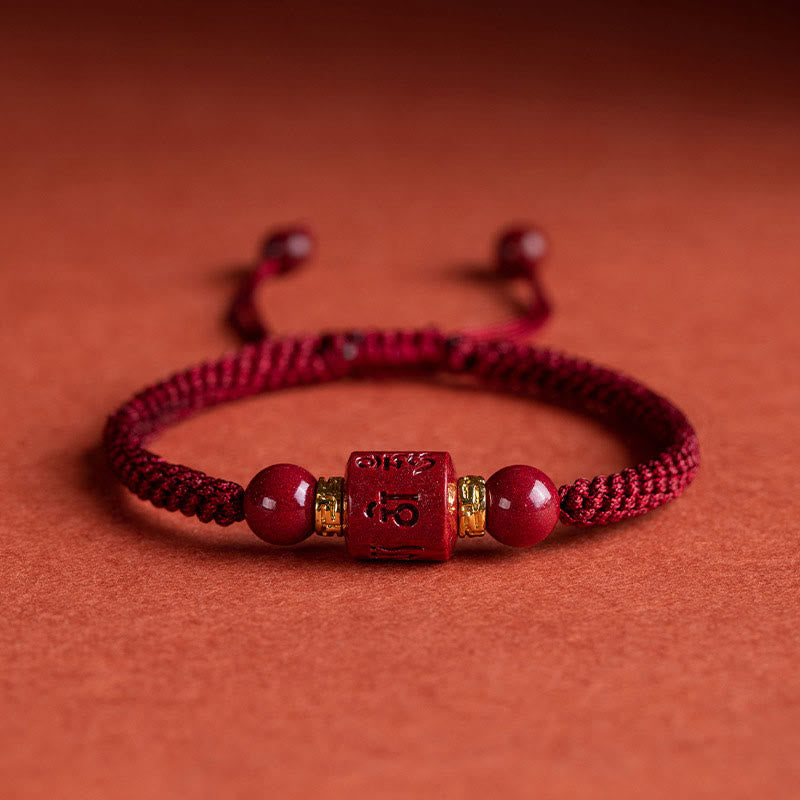 Armband Zinnober Rot - Mantra Gravur Geflochten