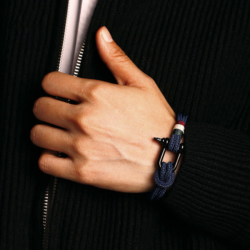 Marineblau Armband Glück Stainless Stahl – Glück Edelstahl Karabiner Handgelenk