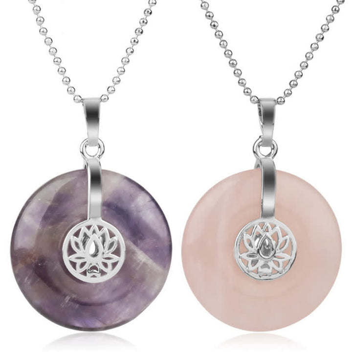 Kette Amethyst Rosenquarz Lotus Heilung Silber
