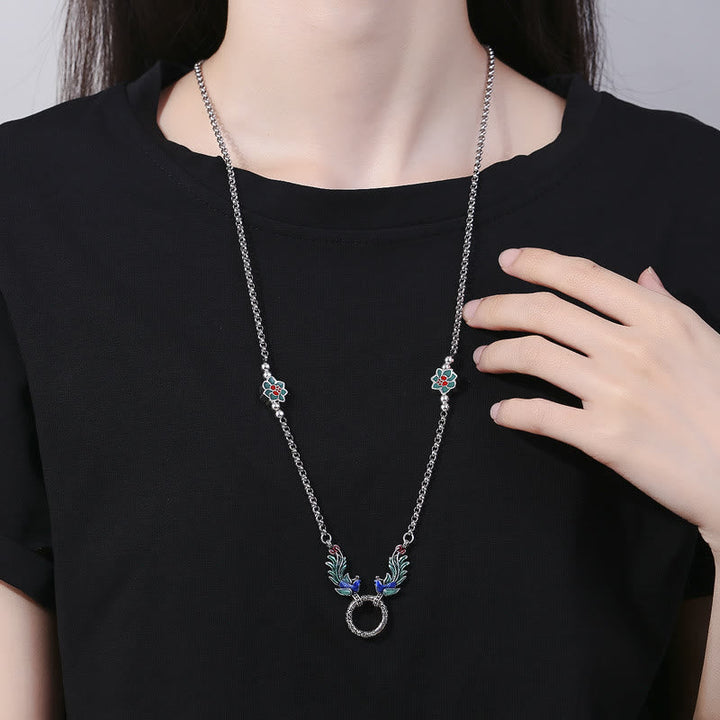 Anhänger Phönix Silber Emaille Blau Schutz