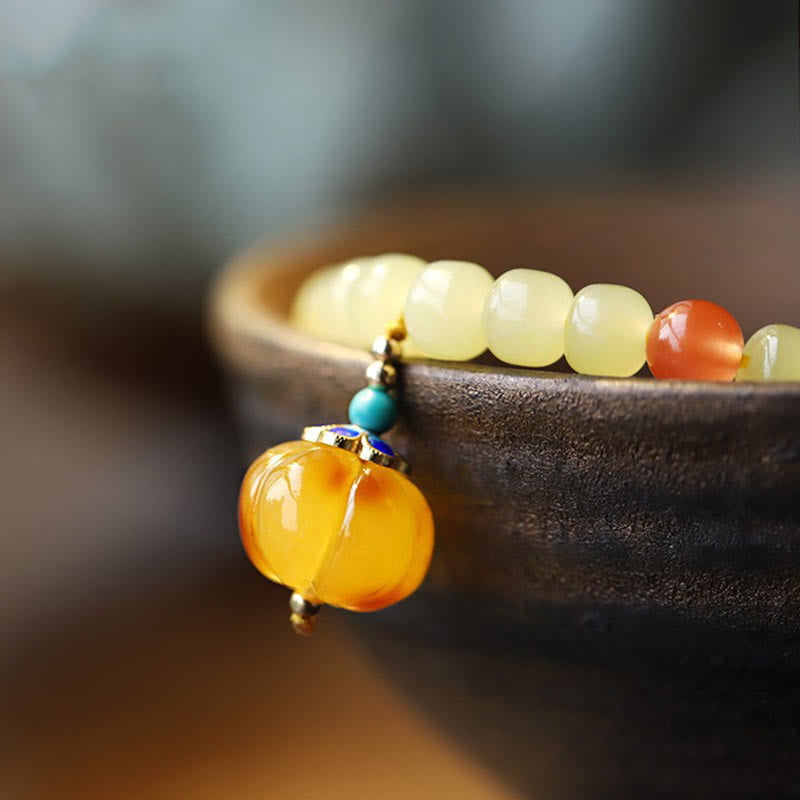 Armband mit gelbem Achat und Kristallperlen Wohlstand Schmuck