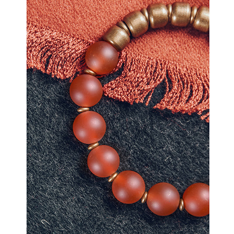 Armband Roter Achat Kupfer Perlen Naturstein elastisch Glück Energie