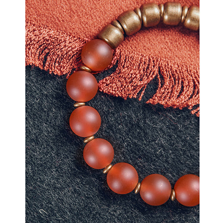 Armband Roter Achat Kupfer Perlen Naturstein elastisch Glück Energie