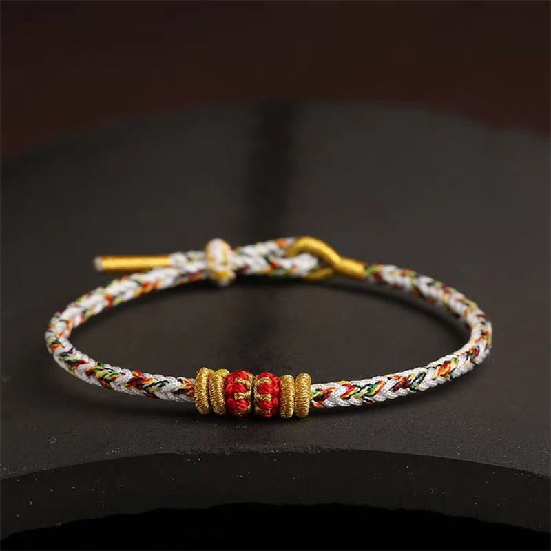 Armband Bunt Geflochten Knoten – Glück mit goldenen Perlen elegant