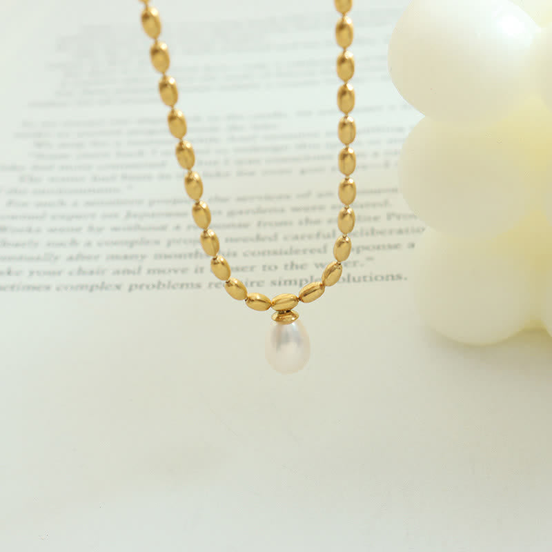 Anhänger Kette Perle Gold Tropfenperle elegant