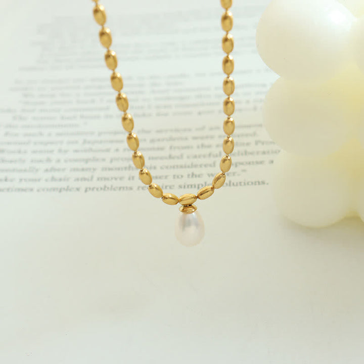 Anhänger Kette Perle Gold Tropfenperle elegant