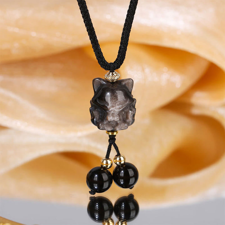 Kette Obsidian Neunschwaenziger Fuchs Natur Schutz