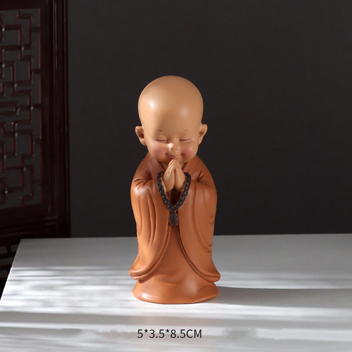 Kleiner Buddha Figur Mönch Harz Betender Mönch mit gesenktem Kopf