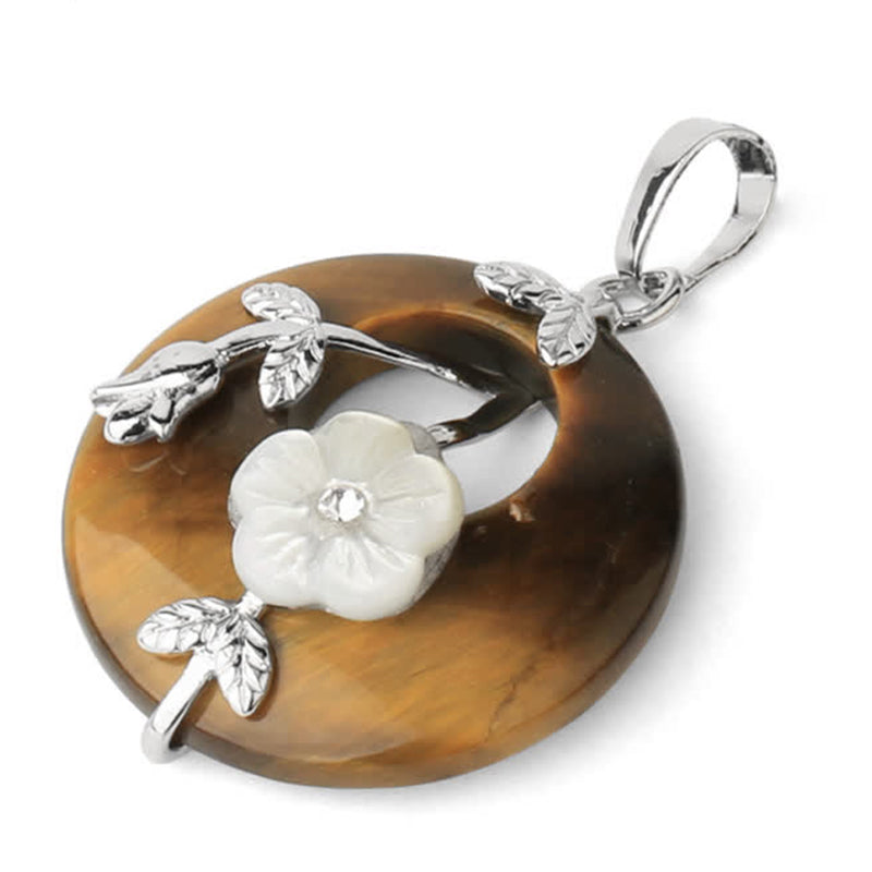 Kette Amethyst Grünaventurin Blume – Heilung & Harmonie – Bild 6 – Silberanhänger Tigerauge weiße Blüte Naturstein Schmuck elegant