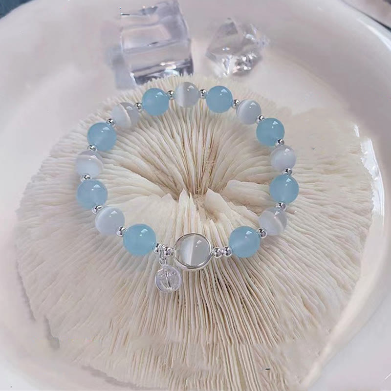 Aquamarin Armband 925 Silber mit hellblauen Steinen elastisch