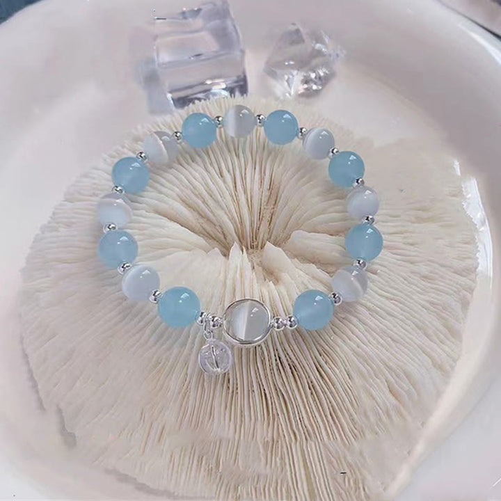Aquamarin Armband 925 Silber mit hellblauen Steinen elastisch