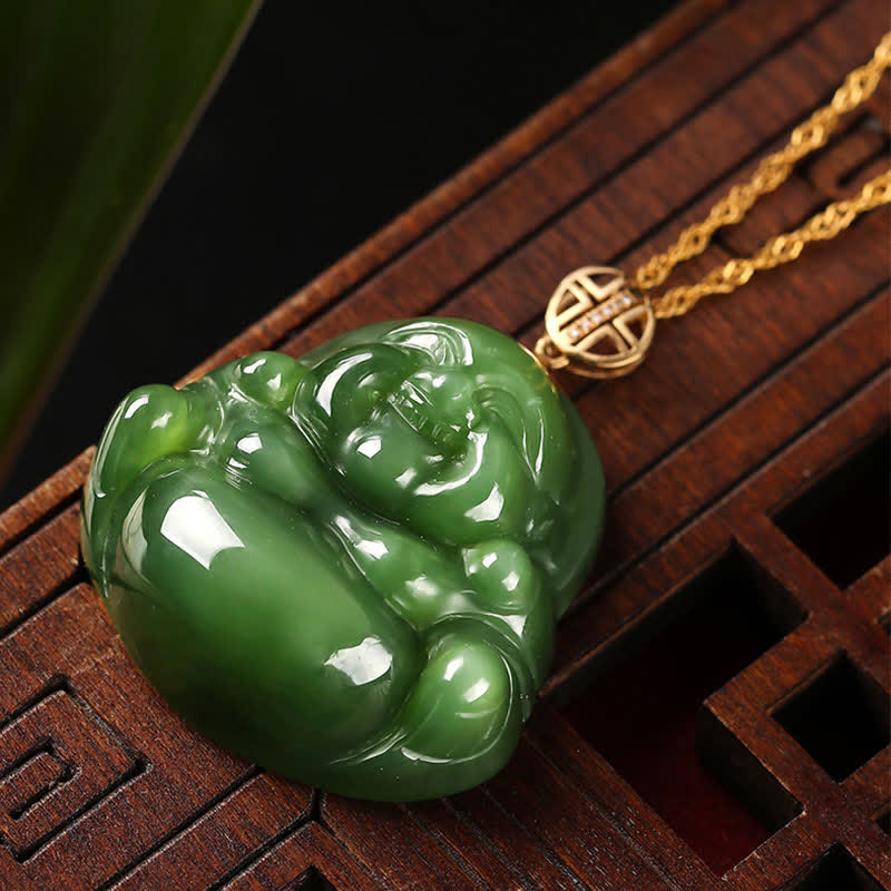 Jade Kette Lachender Buddha Anhänger