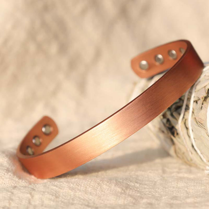 Armband Kupfer Magnetisch – Harmonie mit Lederband und Druckknöpfen
