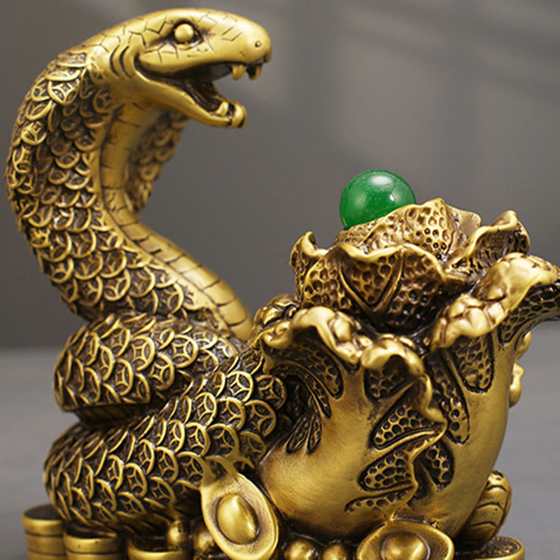Feng Shui Deko Schlange Münzen Statue