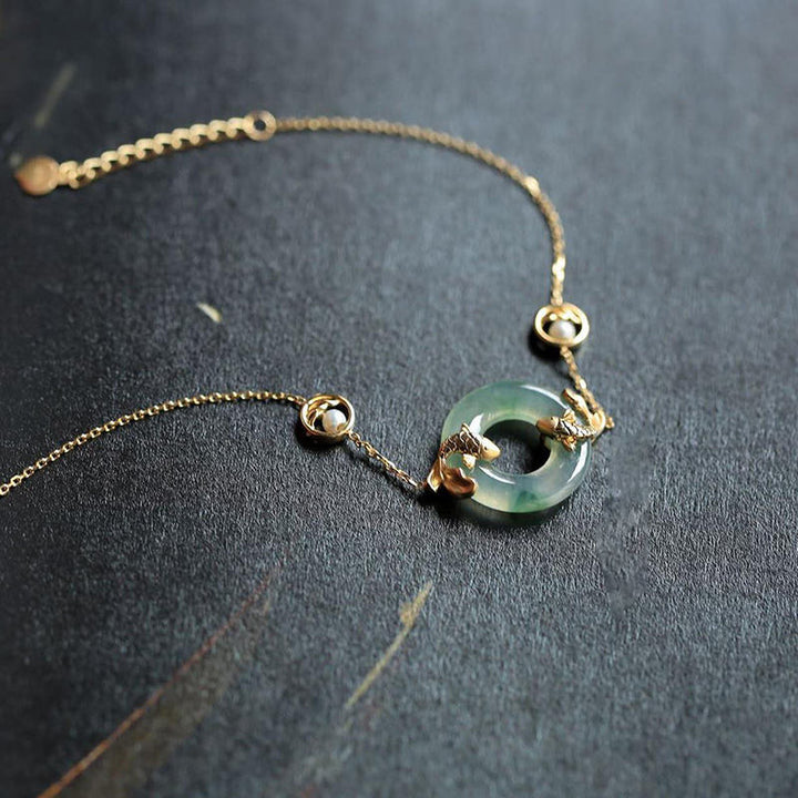 Armband Cyan Jade Koi Fisch - Erfolg Glück Harmonie