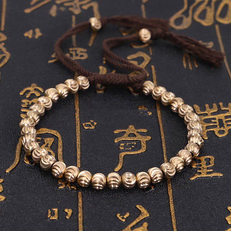 Armband Kupfer Glück Balance mit silbernen Perlen braun elastisch.