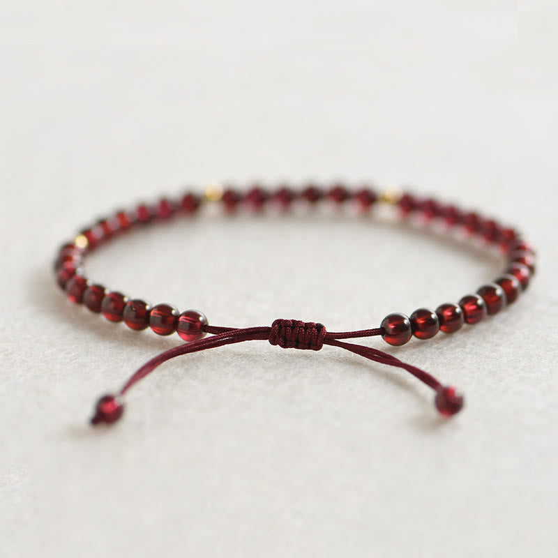 Armband Granat rote Perlen Schnur Stabilität elastisch verstellbar