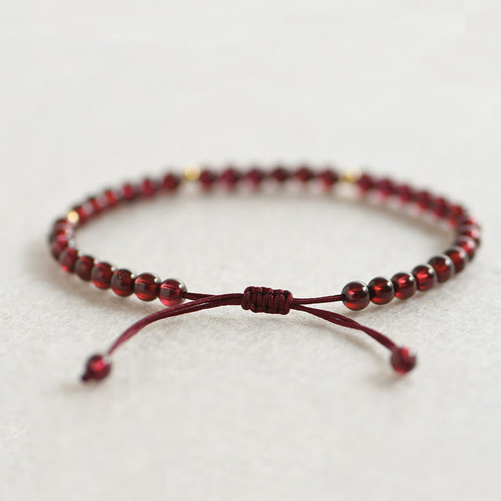 Armband Granat rote Perlen Schnur Stabilität elastisch verstellbar