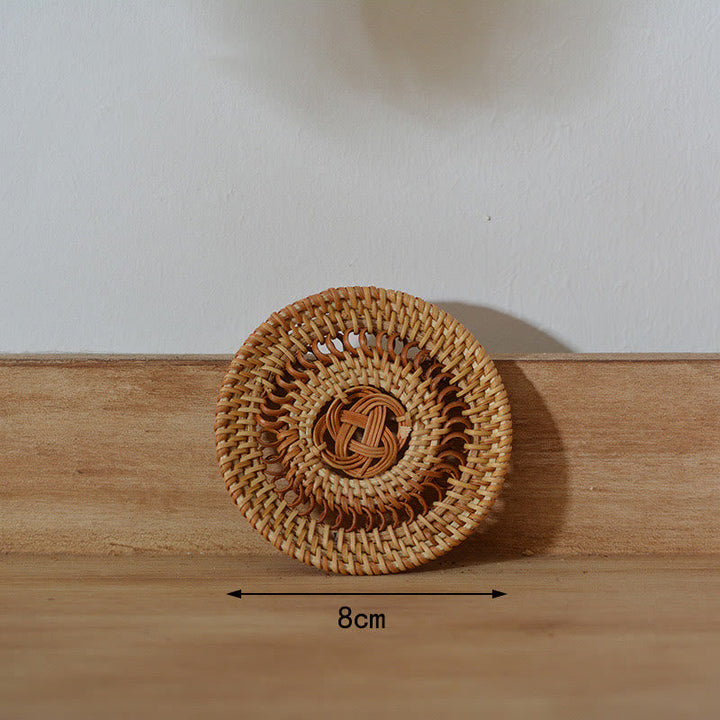Teetassen-Untersetzer Rattan Blumenmuster Keramik Hohl-Untersetzer 8 cm