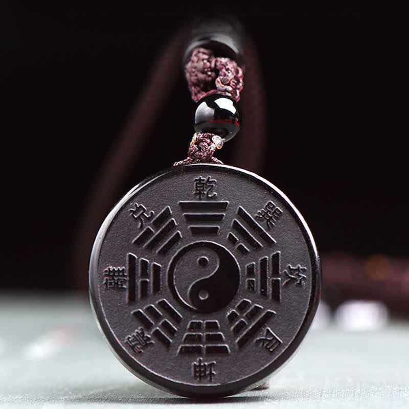 Obsidian Kette Bagua Yin Yang Stärke Anhänger