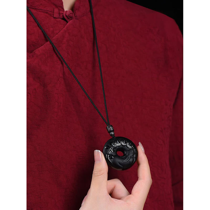 Obsidian Kette Tierkreis Anhänger schwarz Naturstein