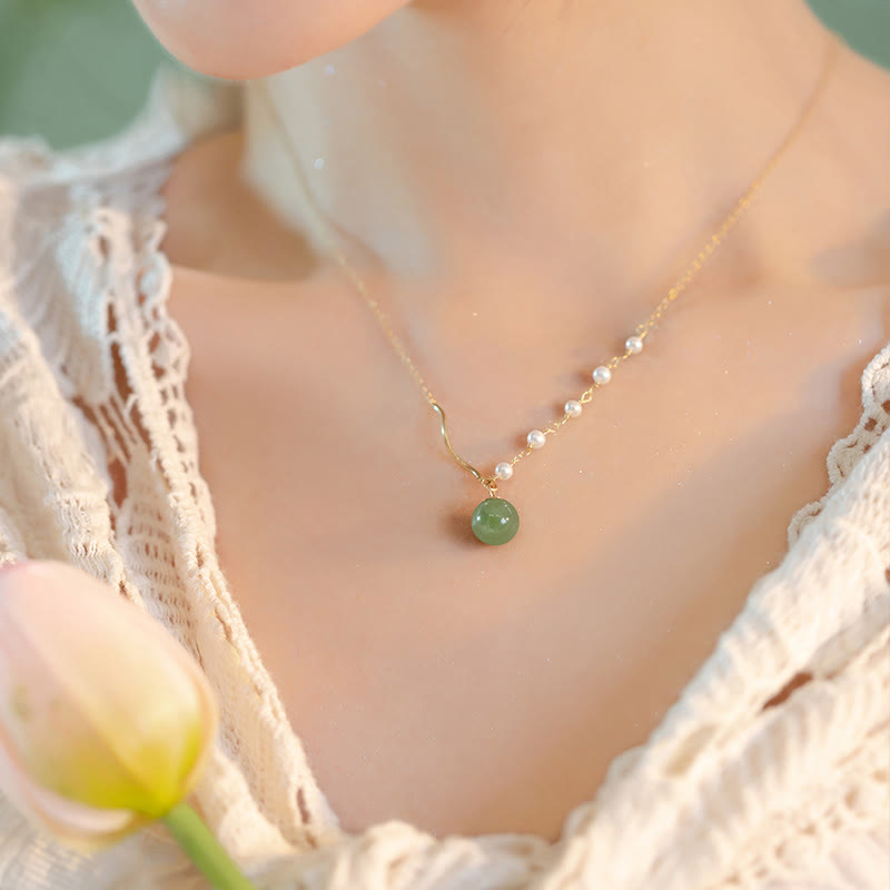 Kette Jade Perle Hetian Glück Natur