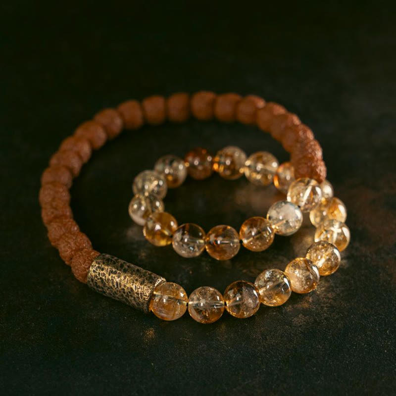 Armband Citrin Kristall – Wohlstand braun gold elastisch Naturstein glänzend