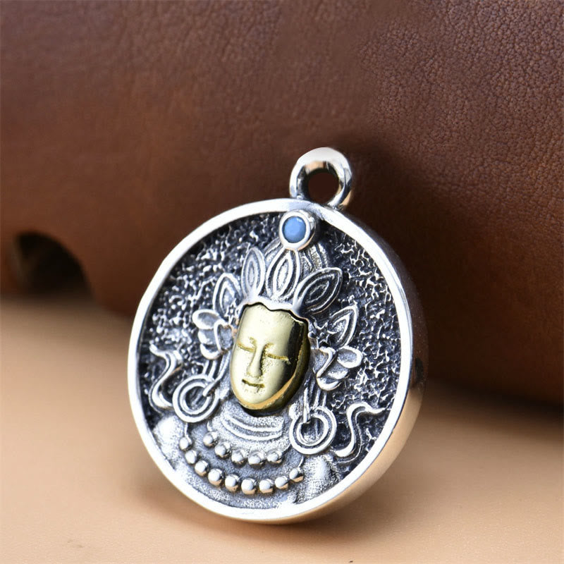 Kette 925er Silber grüne Tara Vajra Schutz Medaillon Anhänger