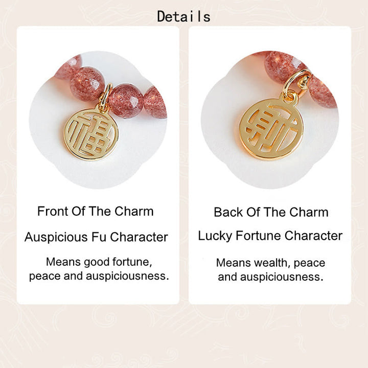 Armband Erdbeerquarz Fu-Zeichen – Heilung