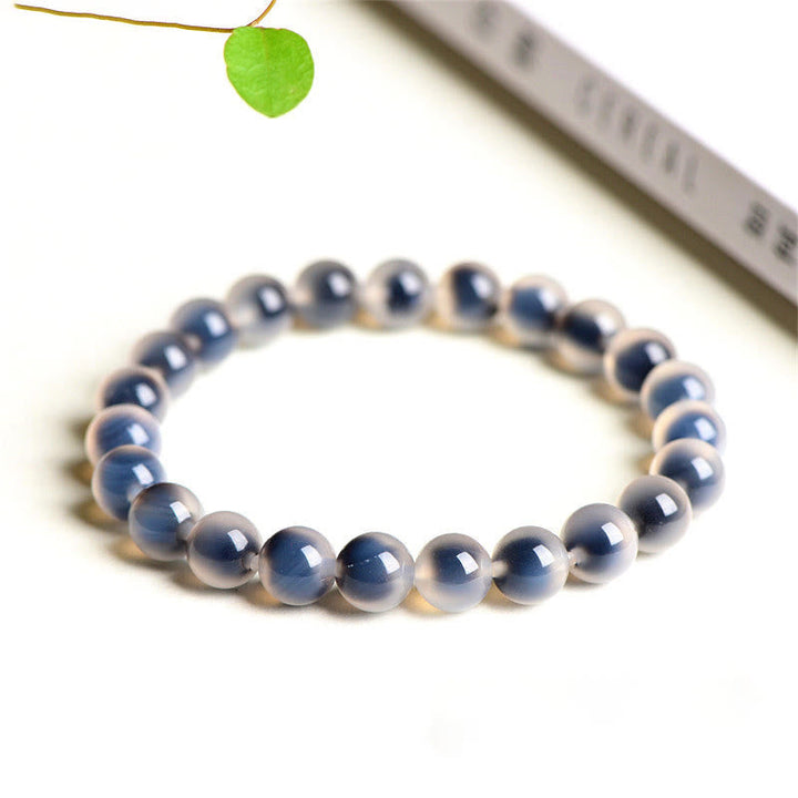 Armband Achat – Stärke & Harmonie blaue Perlen elastisch Naturstein elegant