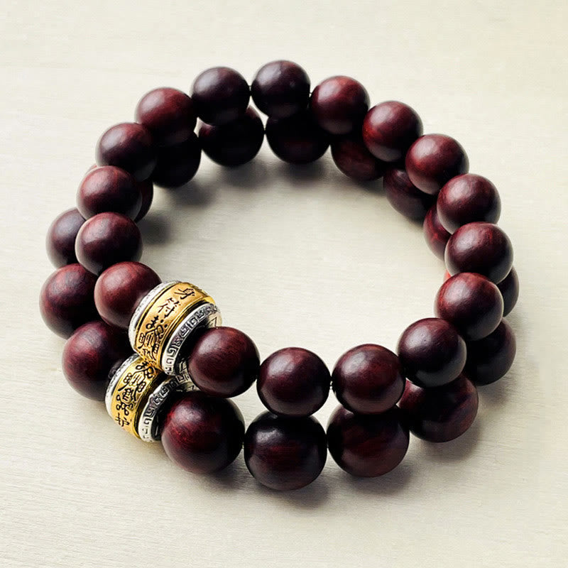Armband Sandelholz – Schutz mit goldenen Metallverzierungen Naturstein elastisch.
