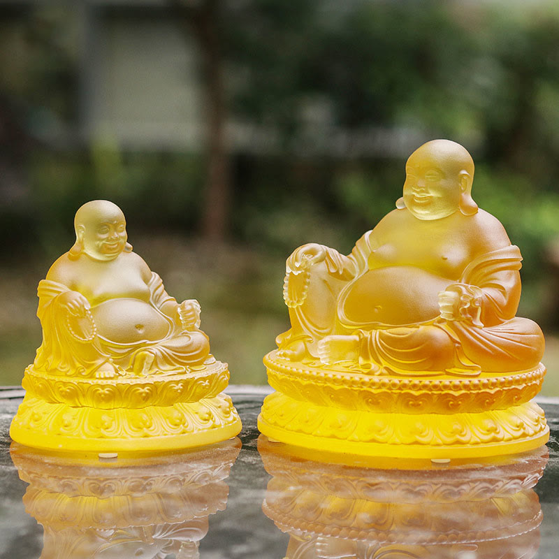 Figur Buddha Reichtum Liuli Kristall Feng Shui