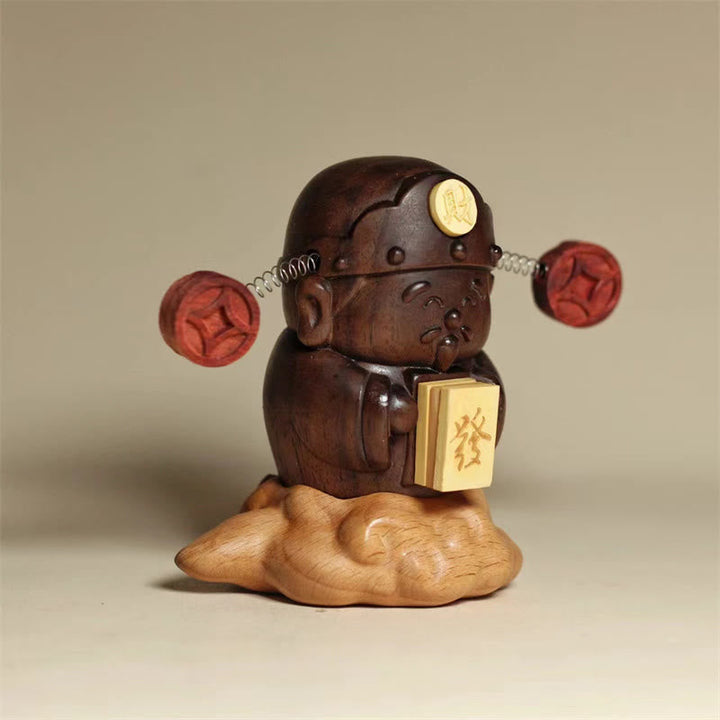 Figur Caishen Holz Reichtum Feng Shui