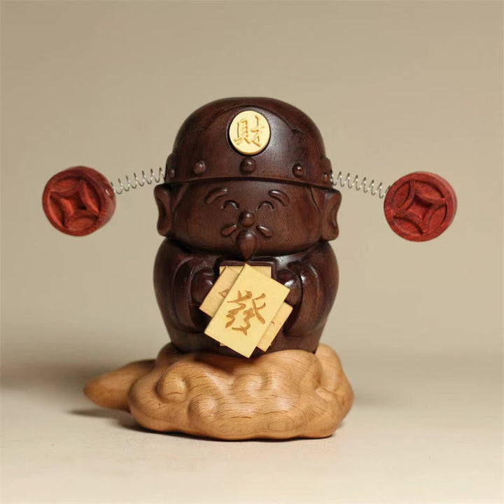 Figur Caishen Holz Reichtum Geschenk