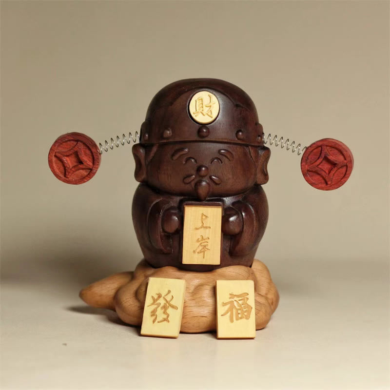 Figur Caishen Holz Reichtum