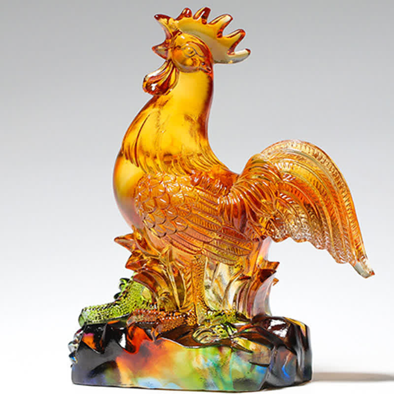 Figur Hahn Liuli Kristall Deko Feng Shui