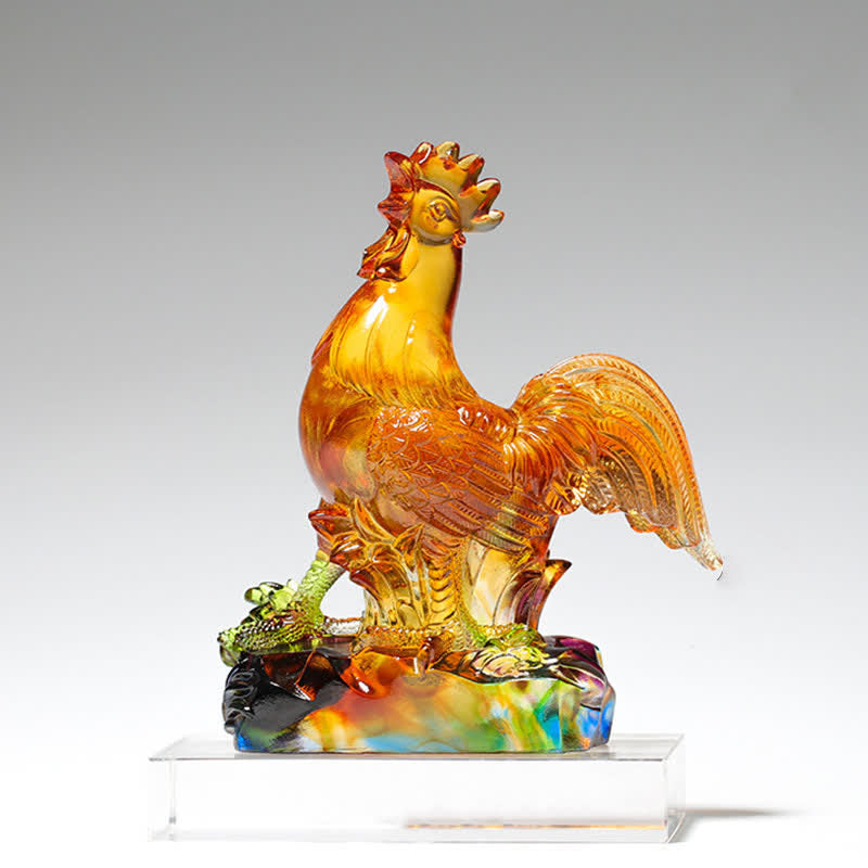 Figur Hahn Liuli Kristall Deko Statue