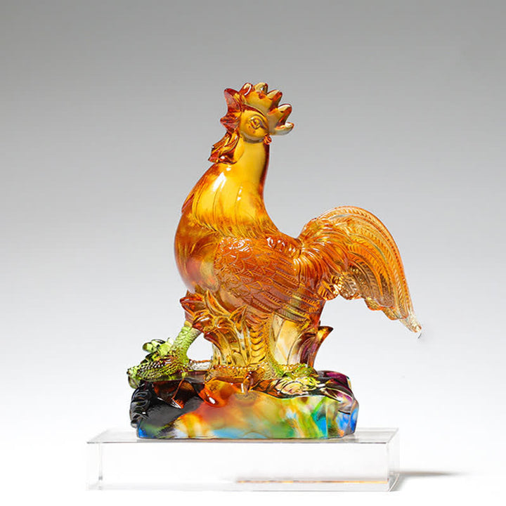 Figur Hahn Liuli Kristall Deko Statue
