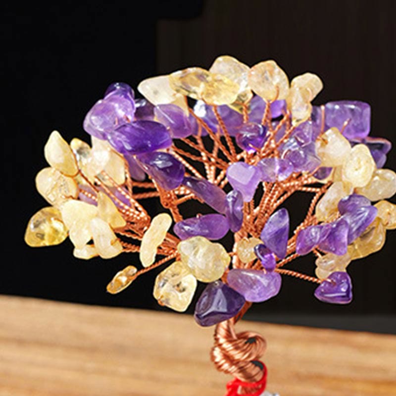 Figur Kristallbaum Keramik Amethyst Deko