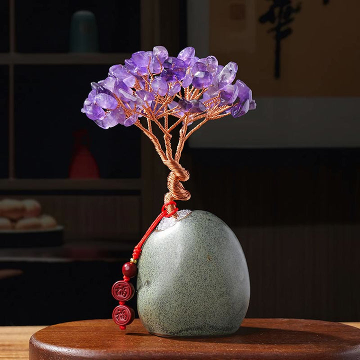 Figur Kristallbaum Keramik Amethyst Feng Shui