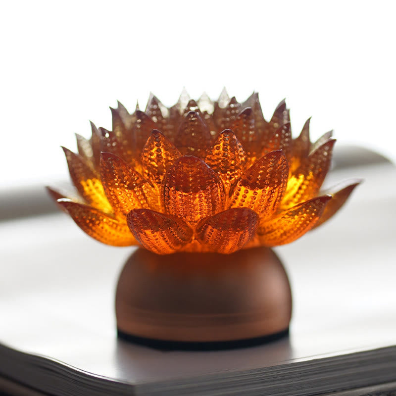Figur Lotus Glas Messing Neuanfang Erleuchtung Wohnzimmer