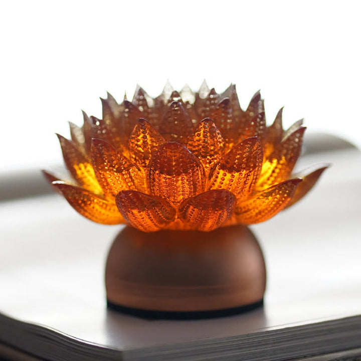 Figur Lotus Glas Messing Neuanfang Erleuchtung Wohnzimmer