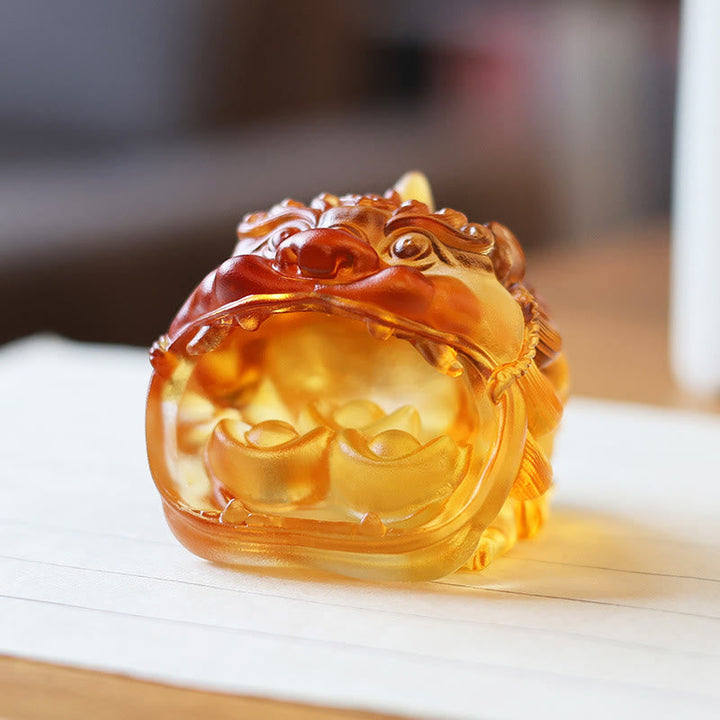 Figur Pixiu Gold Liuli Reichtum Wohnzimmer