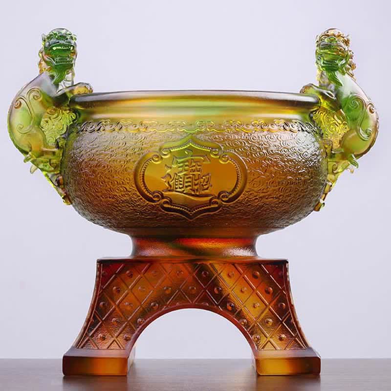 Figur Pixiu Schatzschale Wohlstand Liuli Feng Shui