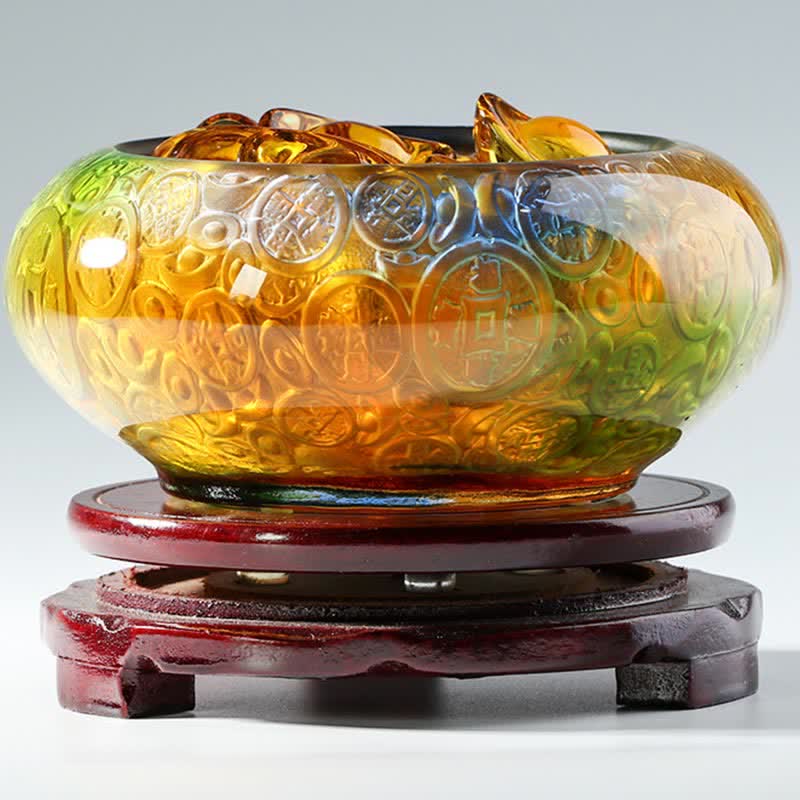 Figur Schatzschale Barren Liuli Reichtum Feng Shui