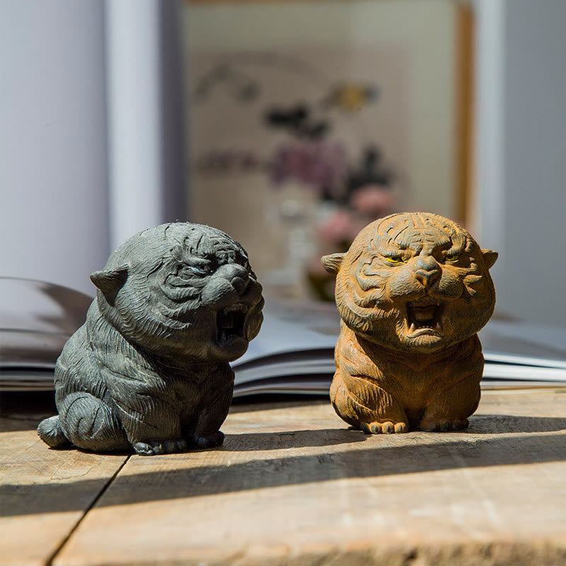 Figur Tiger Brüllend Eisenpulver Deko Feng Shui